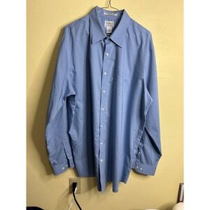 LL Bean Mens XL Tall Blue White Graph Check Wrinkle Resistant Shirt 275570